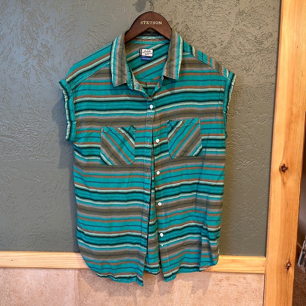 Turquoise striped Size S, Kavu buttoned blouse
